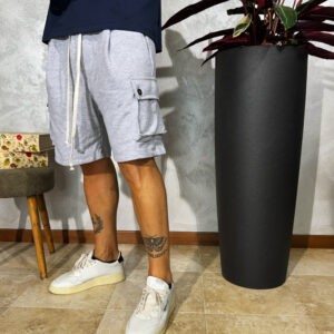 Pantaloncini Cargo Grigi in Felpa