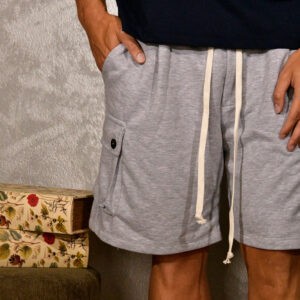 Pantaloncini Cargo Grigi in Felpa